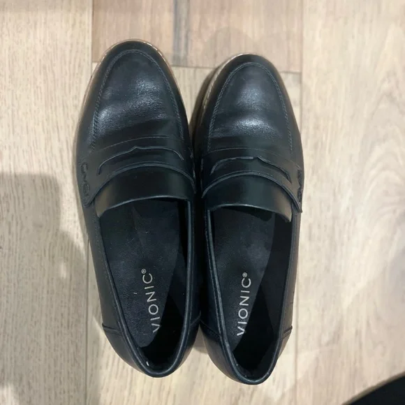 Black Leather Vionic Loafers - Picture 2 of 6